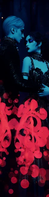 Free dark romance bookmark featuring a vampire couple with red blurred accents